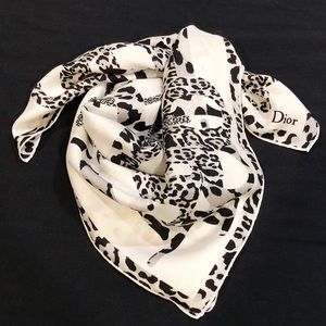 Dior leopard print square silk scarf